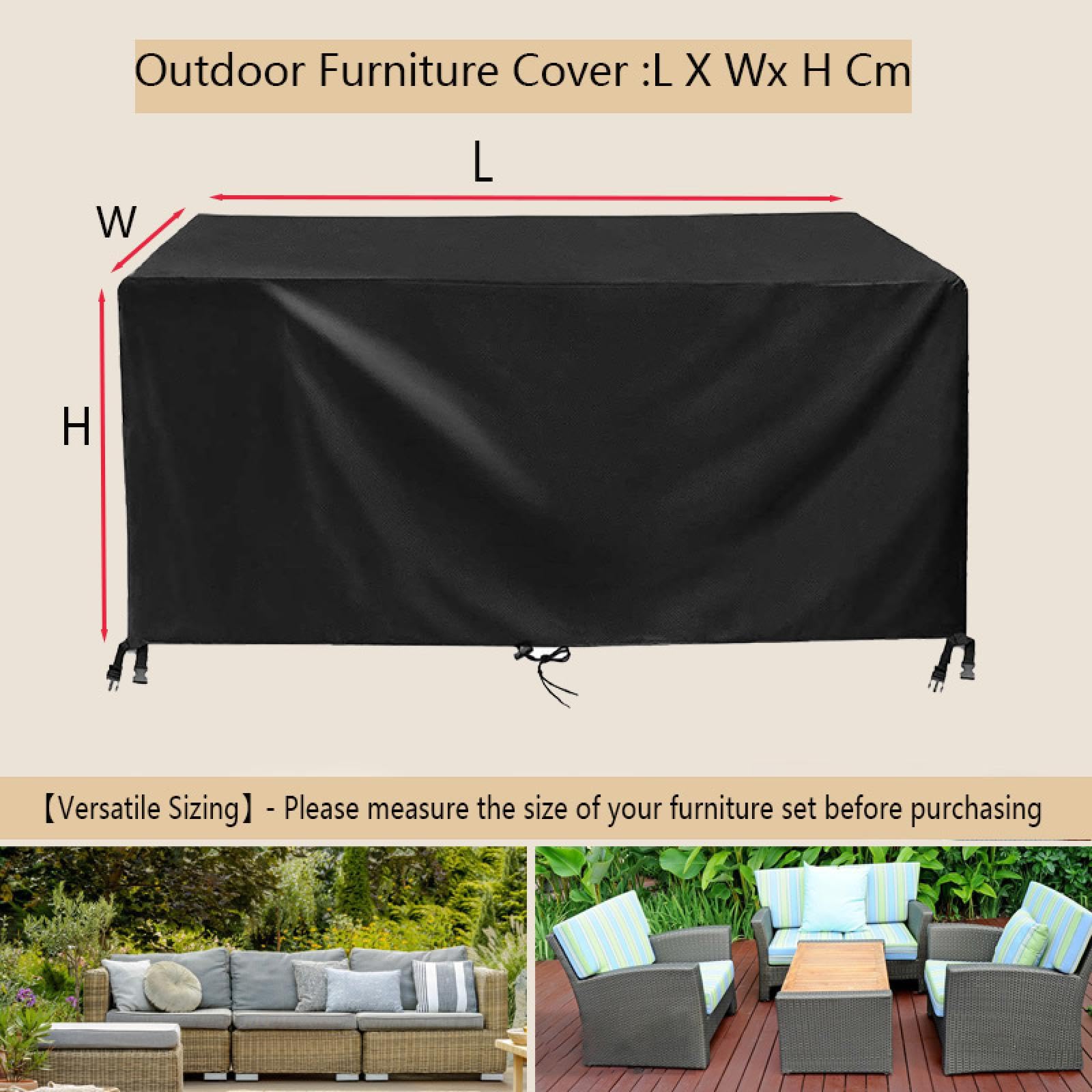 QIAOH Housse Table De Jardin 120x120x74cm, Bâche De Protection En Tissu Oxford 420D Couverture Étanche Anti-UV Antipoussière Pour Salon Canapé Chaises Meuble À L'Extérieur Patio Terrasse