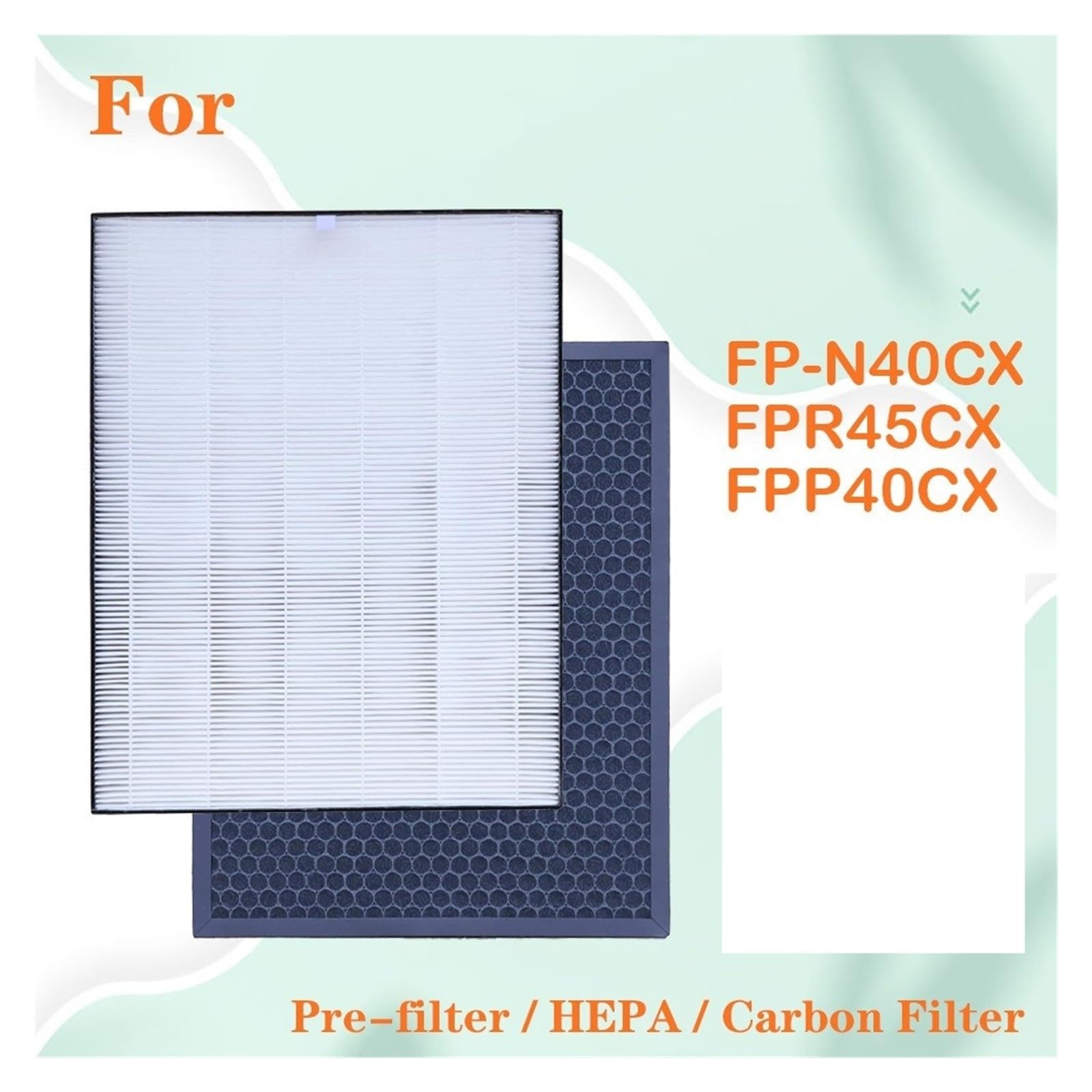 Reemplazo Del Filtro De Carbono Del Purificador De Aire H13 Compatible With Sharp FZ-N40HFU FZN40HFU For FP-N40CX FZ-R45HFU FPN40CX FPR45CX FPP40CX(FPR45CX FPP40CX)