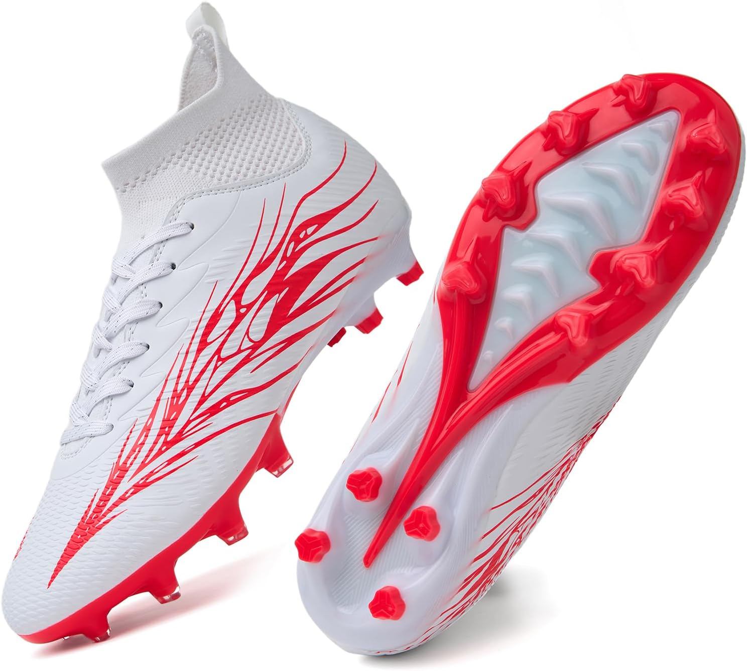 Football Cleats for Men Women High Top Soccer Shoes FG Long Spikes Football Shoes Adult Lightweight Outdoor Professional Athletic Training - Image 7