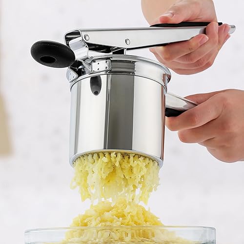 Miniatura 8 de Zulay Kitchen Ricer de papas grande de 15 onzas, triturador de papas de acero inoxidable resistente y triturador para puré de papas, triturador de