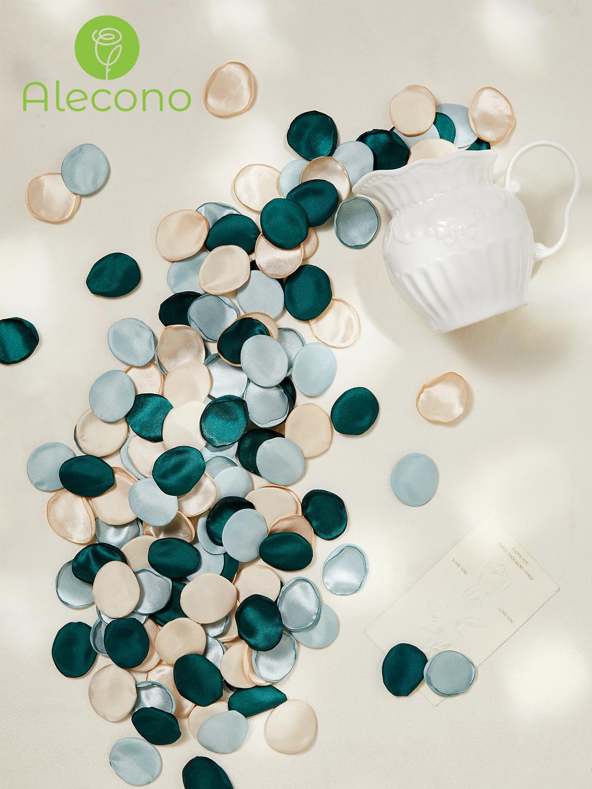 Alecono Seiden-Rosenblätter, grüne künstliche Rosenblätter für Hochzeit, künstliche Blütenblätter für Bad, Party, Abendessen, Tischdekoration