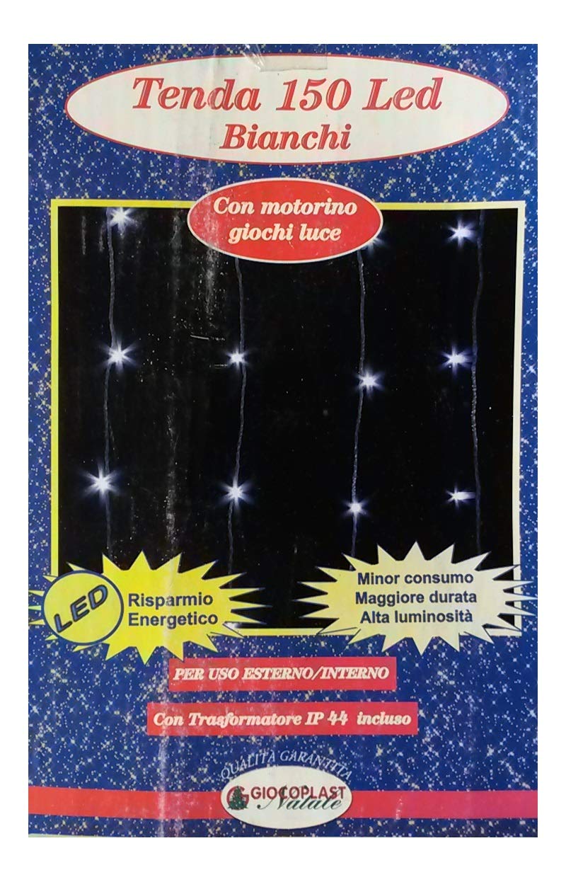 ADDOBBI NATALE 09879 LUCI TENDA SFALSATA 150 LED BIANCHI GIOCHI LUCE EST/INT
