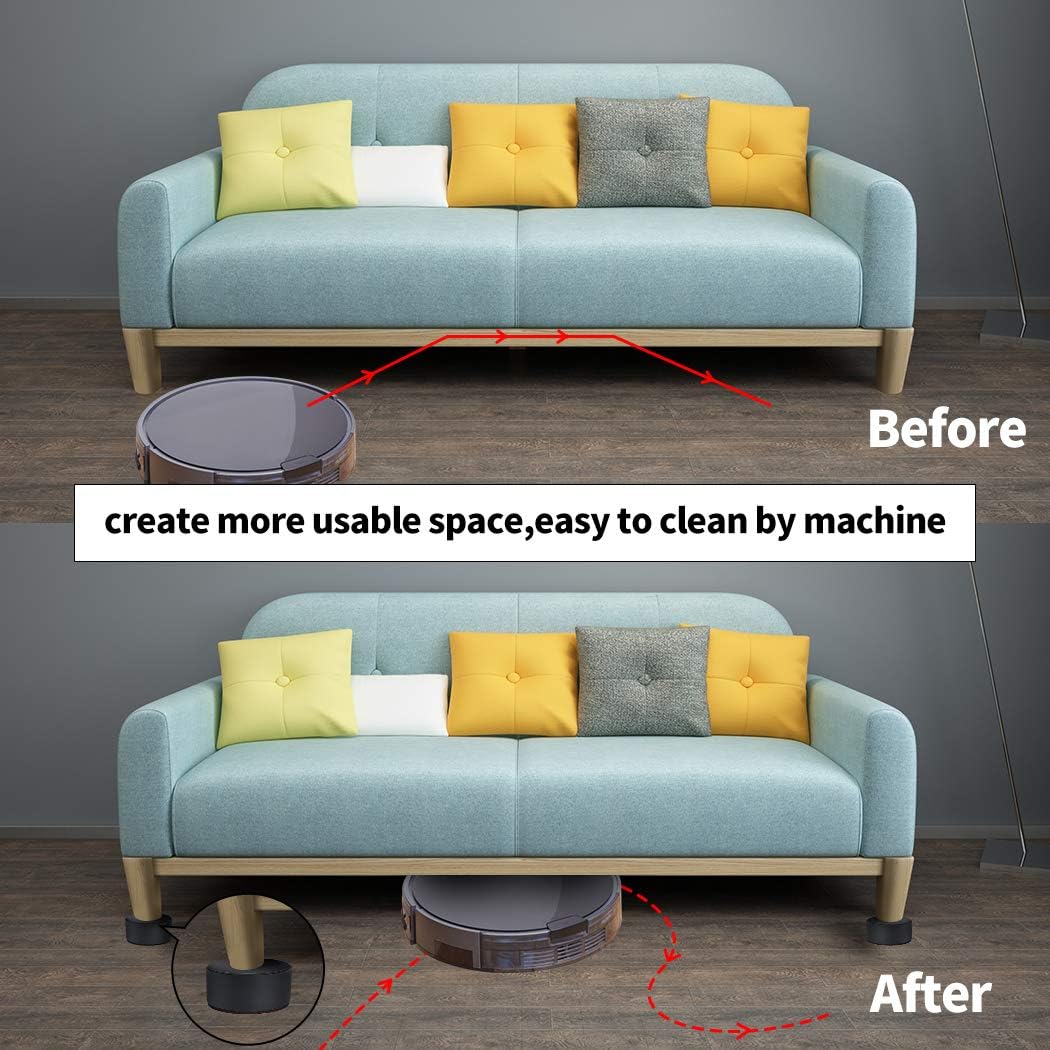 Ezprotekt 1.2 Inch Bed and Furniture Risers, Heavy Duty Round Sofa Tables Couch Chair Risers, Width 2.4"-Adds 1.2" Height, Supports 20,000 lbs, Protect Carpet & Floors from Scratches(4 Pack, Black)