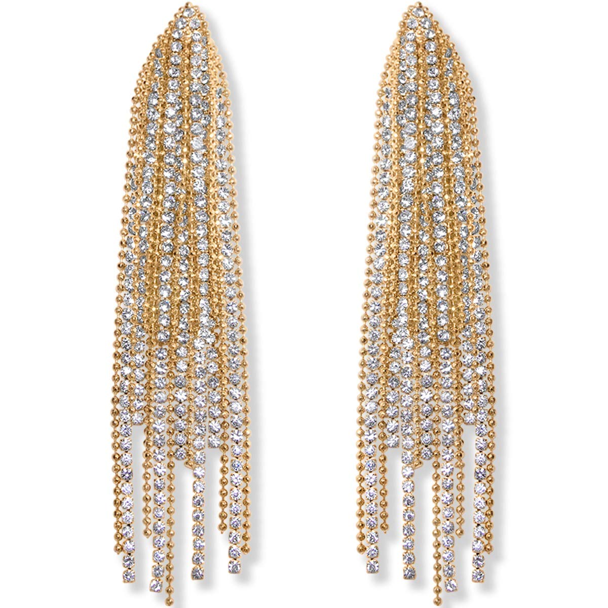 Simulated Diamond Long Earrings for Women - Cubic Zirconia Crystal Statement Dangle Earrings - Hypoallergenic and Safe for Sensitive Ears