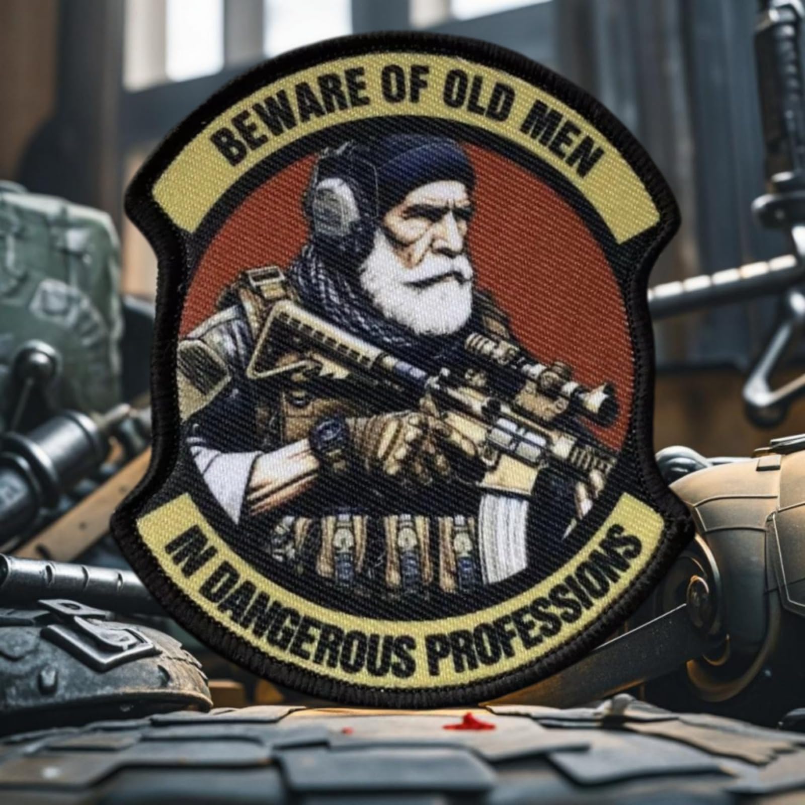 M4 Old Man Rifleman Patch: Humorous Morale Patch with Hook and Loop - Soldier Tactical Military Patches, Morale Patches for Backpacks, Helmet and Other Military Tactical Gears