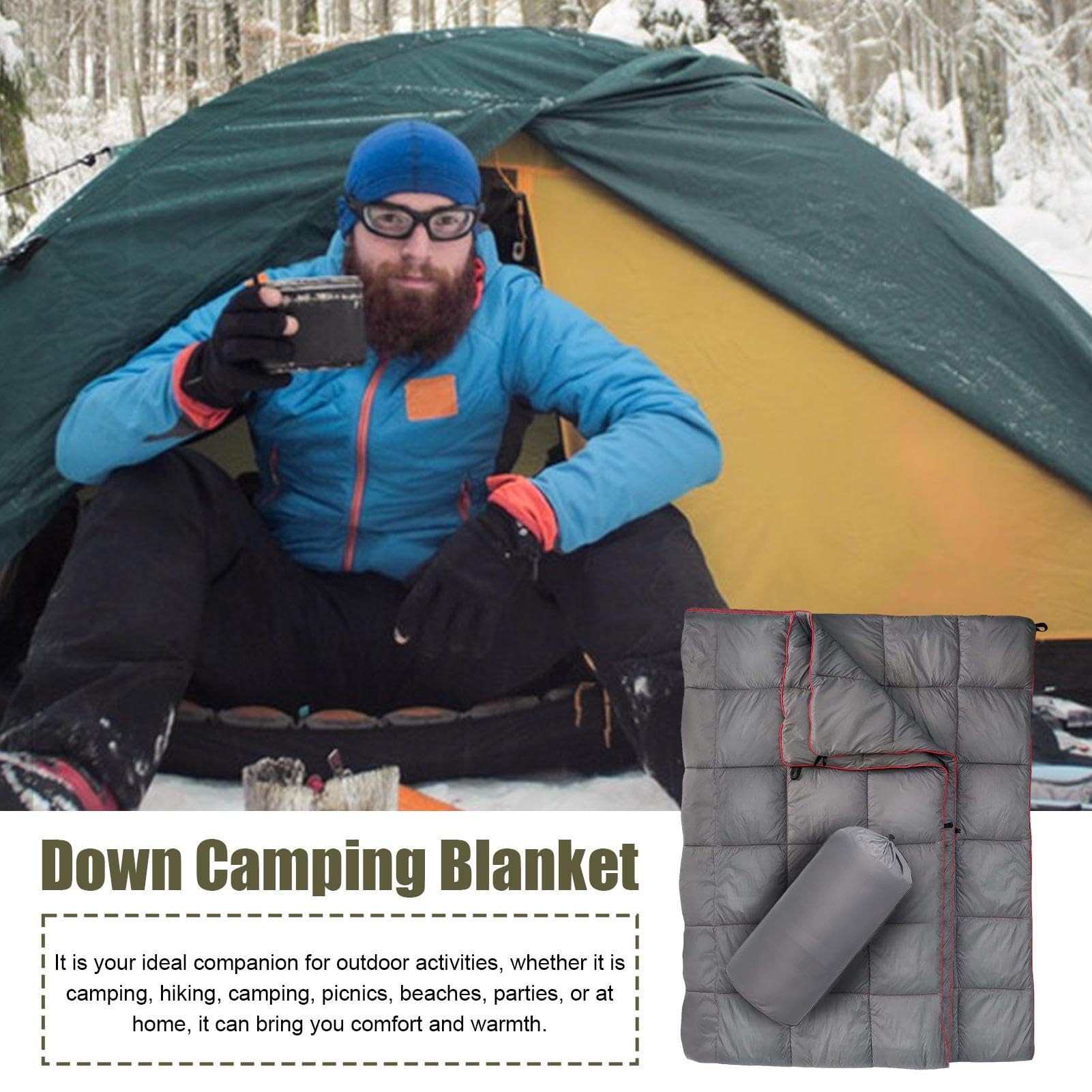 Couette en Duvet légère - Couverture de Camping imperméable, Douce | chaude et portable, doudou - Jeté d'extérieur compact | pour la randonnée, la randonnée en sac à dos en toute saison |