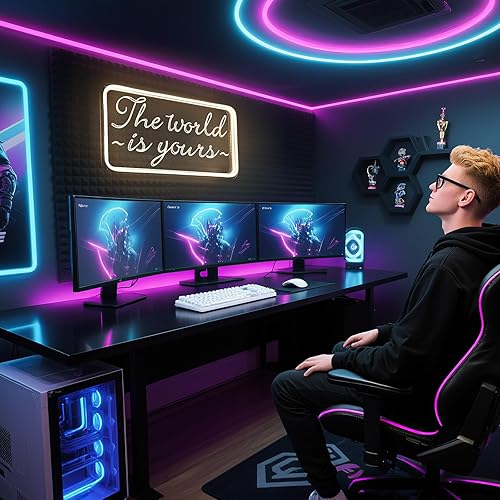 Miniatura 5 de Letreros de neón para decoración de pared con diseño de talla 3D para dormitorio, luz blanca cálida para habitación, bar, oficina, fiesta de