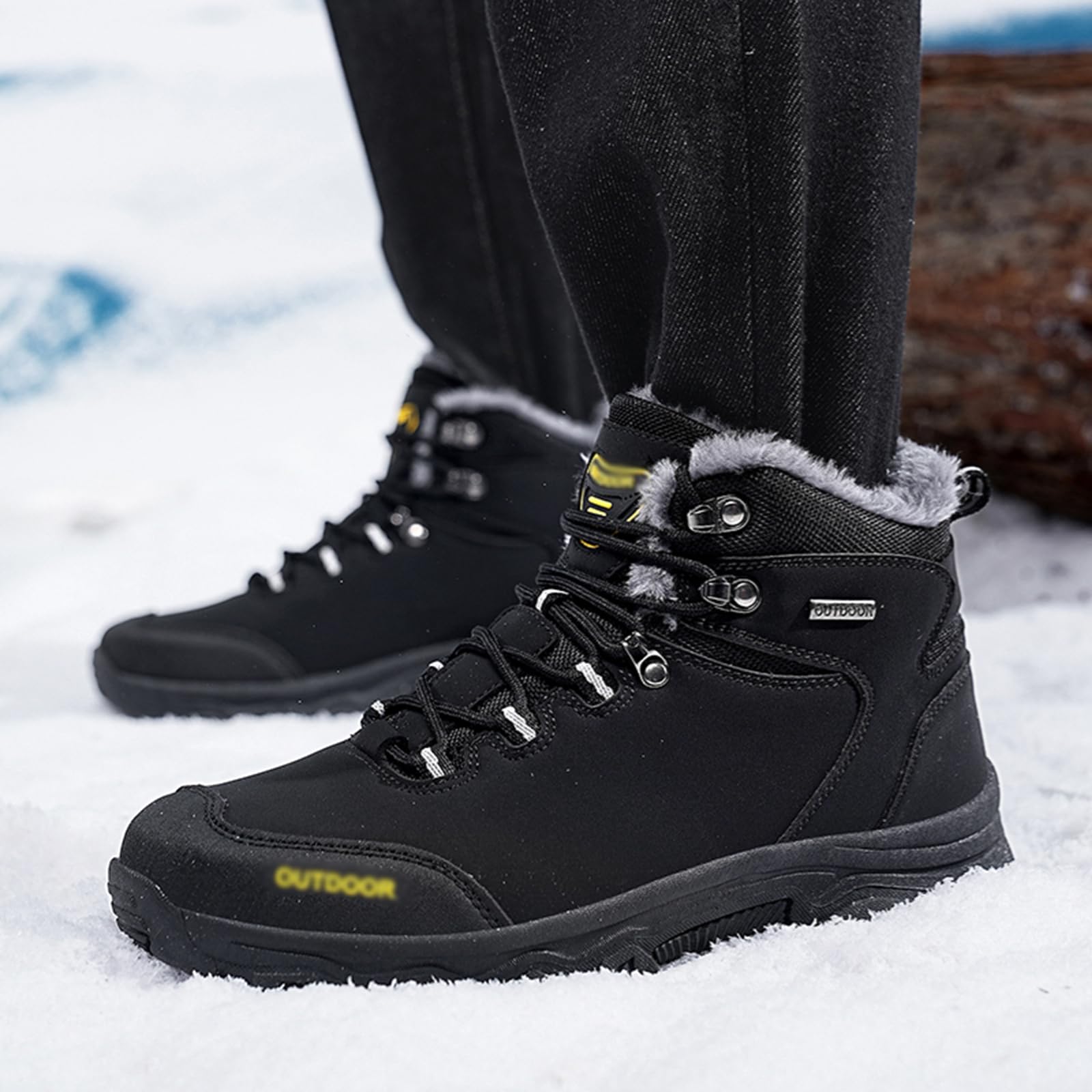 Męskie buty trekkingowe | wiatroszczelne buty zimowe z podszewką termiczną i profilowaną podeszwą TPR na leśne ścieżki, na co dzień i na deszczową pogodę