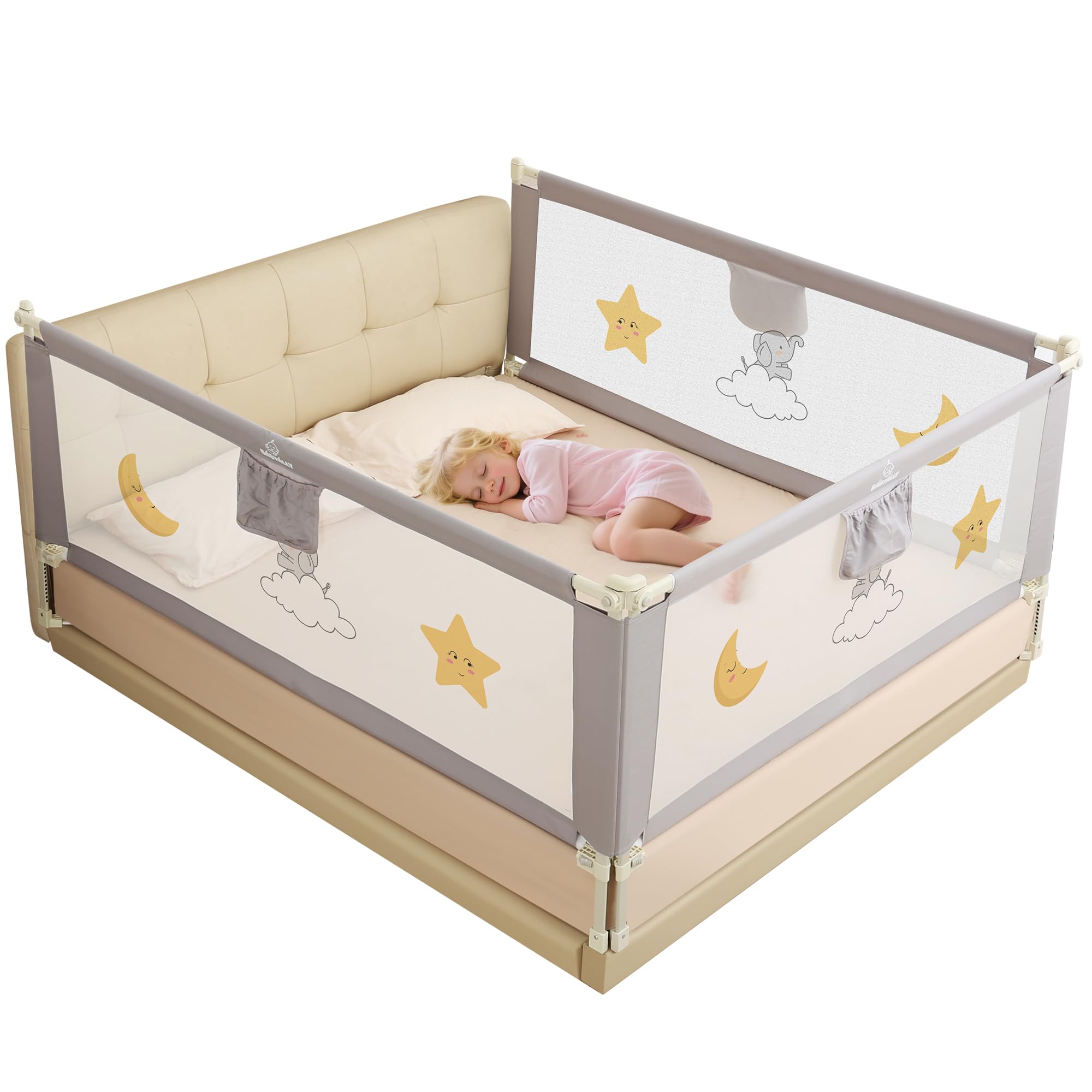 Bettgitter für Kleinkinder, 3 Stück Bettschutzgitter für Kinder Kinderbettgitter Babybettgitter Klappbar, Kinderbett Kinderbettschutzgitter Rausfallschutz Bett - (2X 200 cm + 1x 180 cm) im Bundle