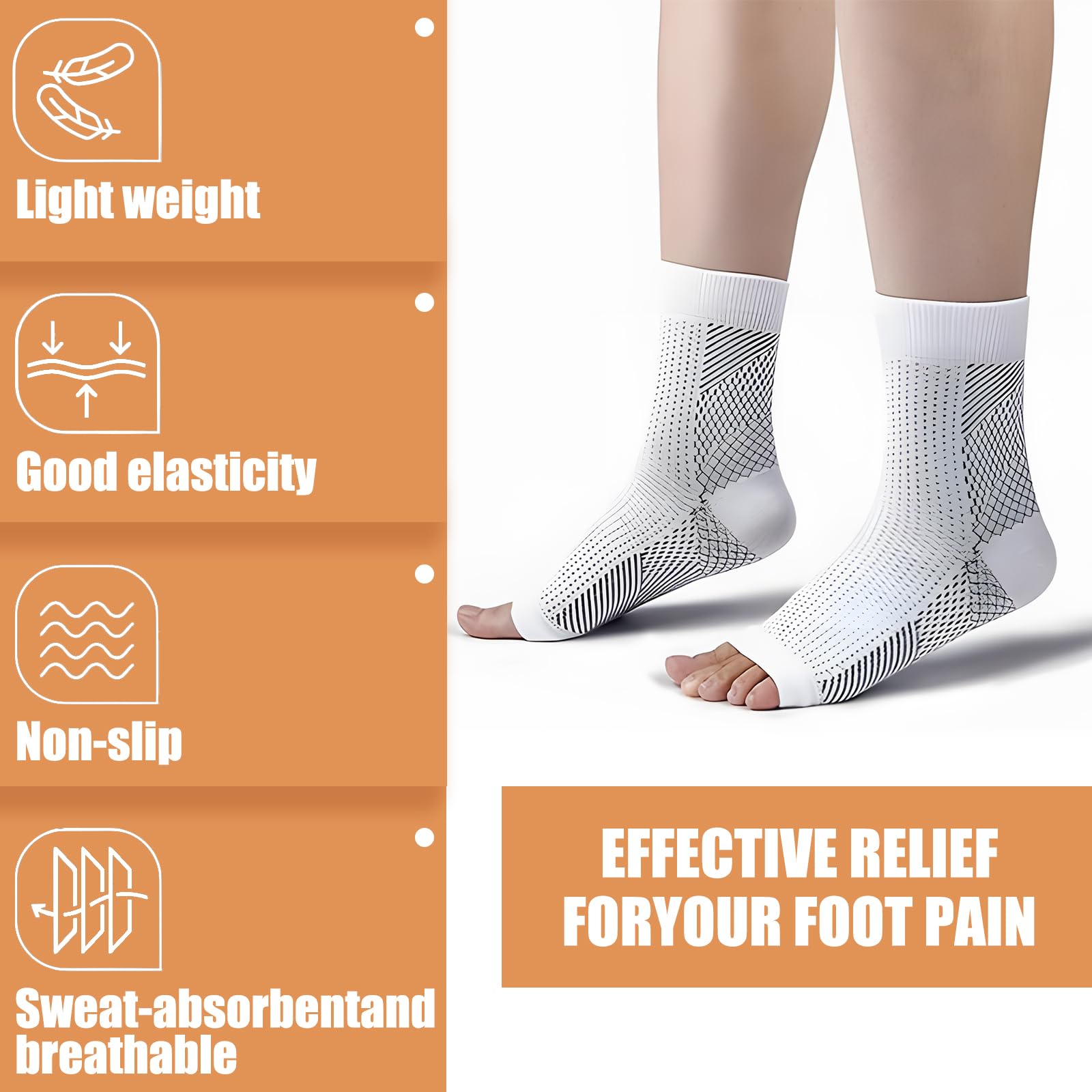 CIYIN Calcetines de Compresion, 4 Calcetines de Compresión Ortopédicos, Calcetines Compresion para Hombre Y Mujer, Soporte Tobillo Elástico, para Fascitis Plantar