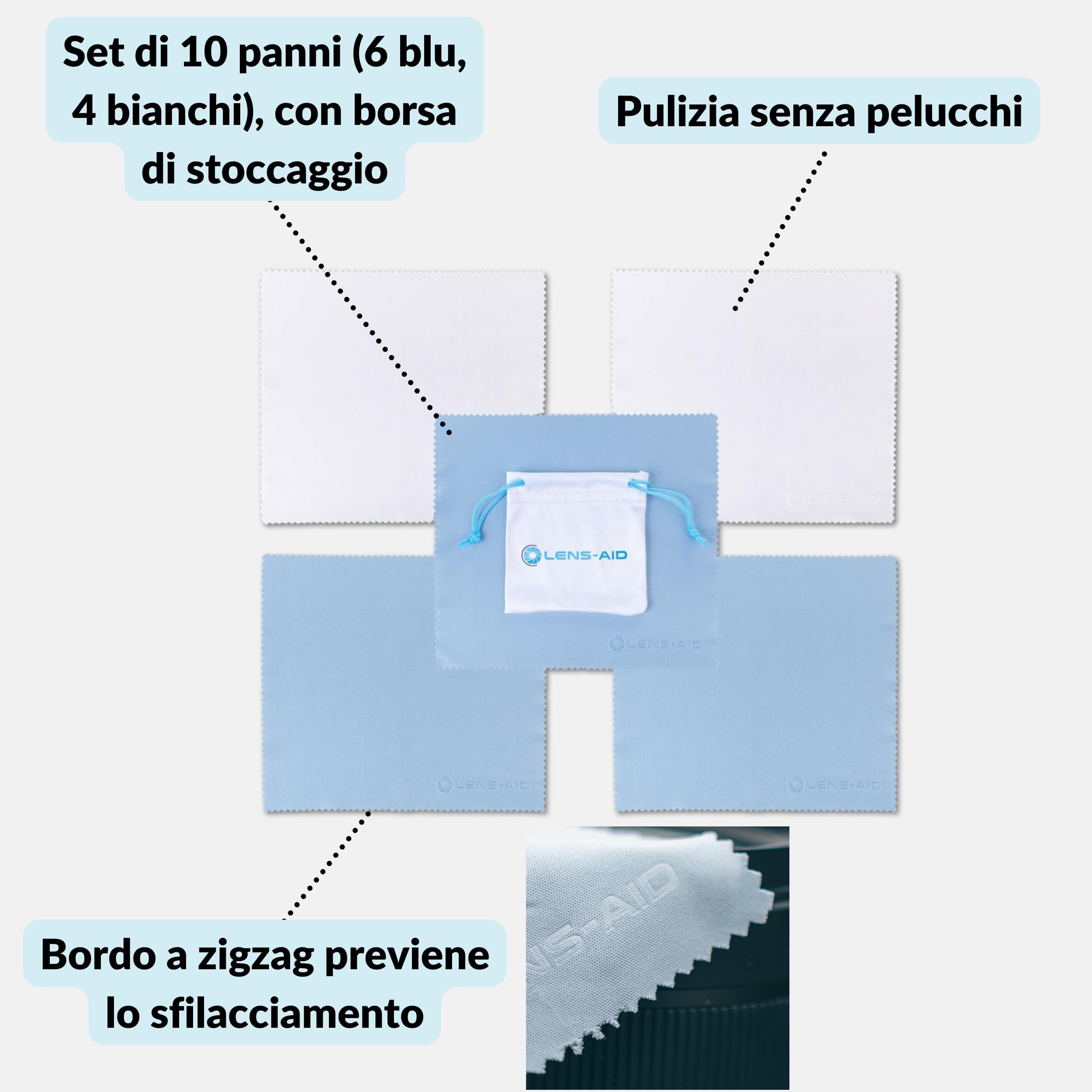 3 Panni In Microfibra 40x40cm - Per Schermi, Fotocamere E Superfici Delicate