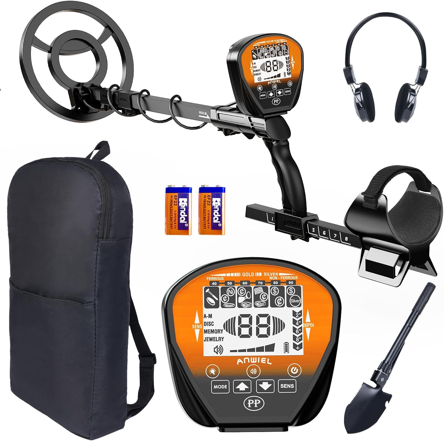 Metal Detector for Adults Professional, Higher Accuracy Gold and Silver Detector, Metal Detector Waterproof Pinpoint, Bigger LCD, 5 Mode, 10" IP68 Coil, New Advanced DSP Chip, Orange
