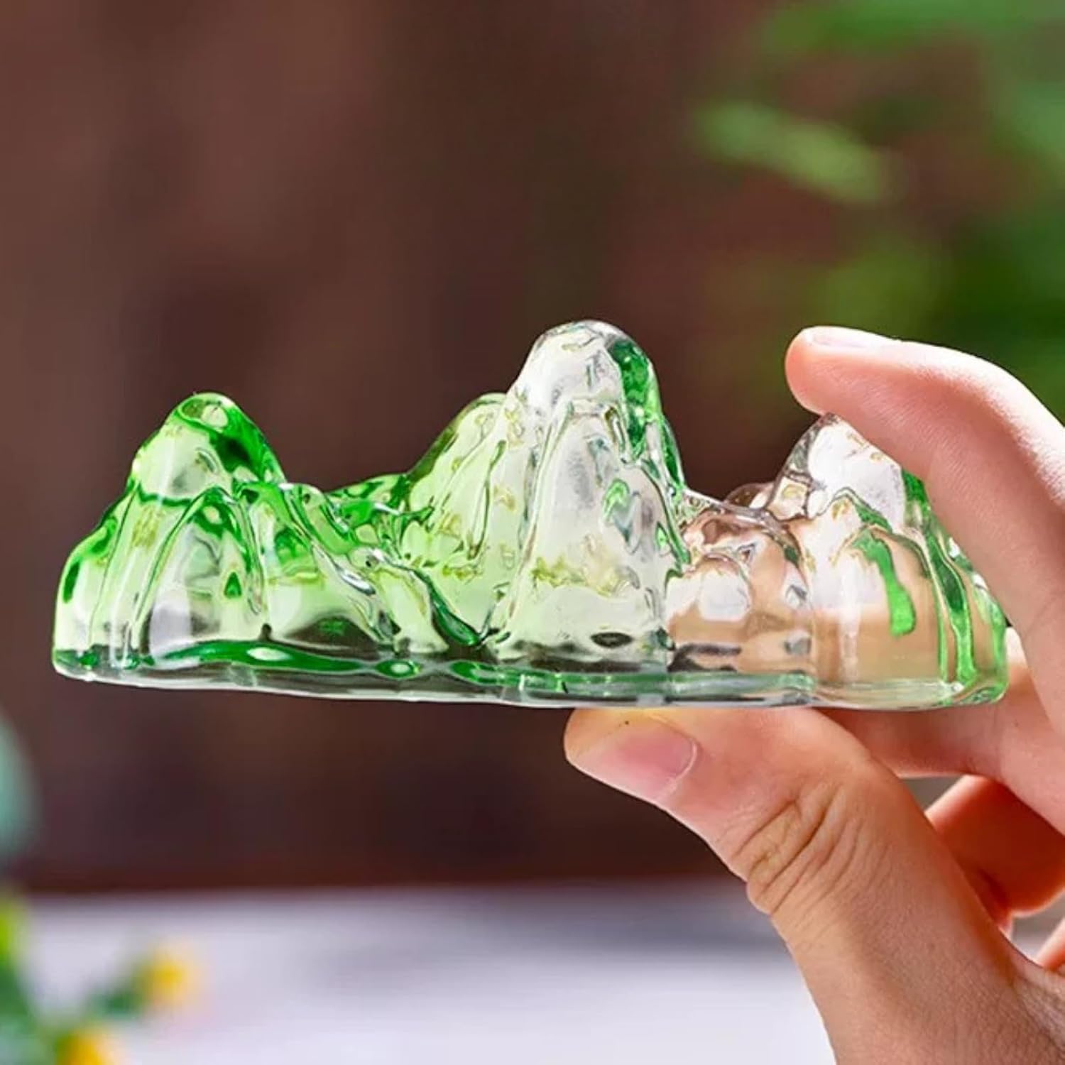 Pen Holder Calligraphy Green, 10cm 3.9in, Pen Mountain Brush Holder Ornament