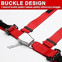 Vista 4 de Yakitoko Arnés de Seguridad Universal de 4 Puntos de 2 Pulgadas Compatible con Go Kart, UTV, ATV, Racing Rojo