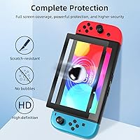 Vista 2 de Paquete de 2 protectores de pantalla de vidrio templado con borde negro para Switch Model 2017 [6.2 pulgadas], transparente HD, antiarañazos