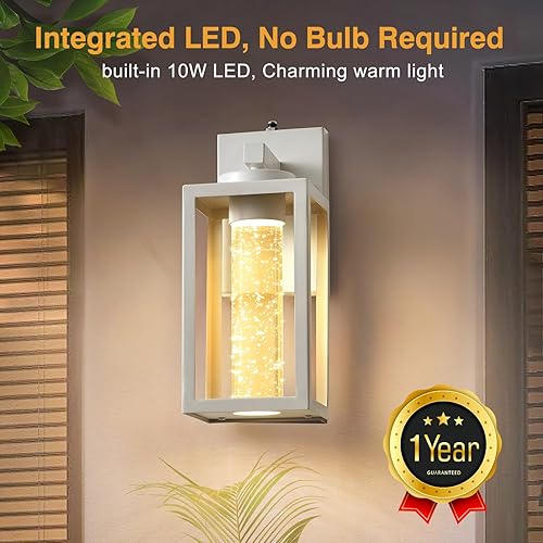 Miniatura 3 de VIANIS Paquete de 2 lámparas de pared para exteriores del atardecer al amanecer, lámpara LED blanca de 10 W, montaje en pared, antióxido, modernas