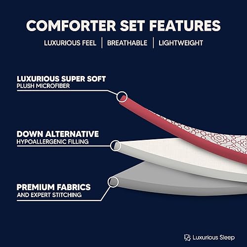 Miniatura 5 de Chic Home Bristol - Juego de funda reversible de 4 piezas, edredón tamaño Queen, color rosa