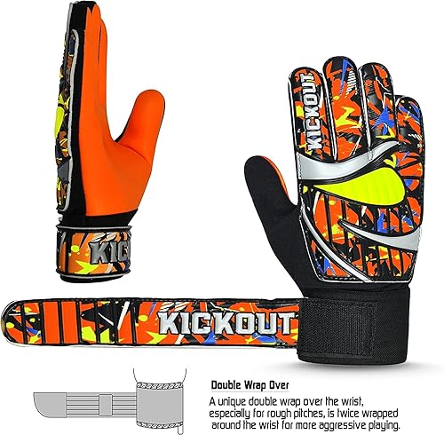 Miniatura 3 de Kickout Guantes de portero de fútbol prémium  Guantes de portero Funky con látex de 0.118 pulgadas para un gran agarre y protección