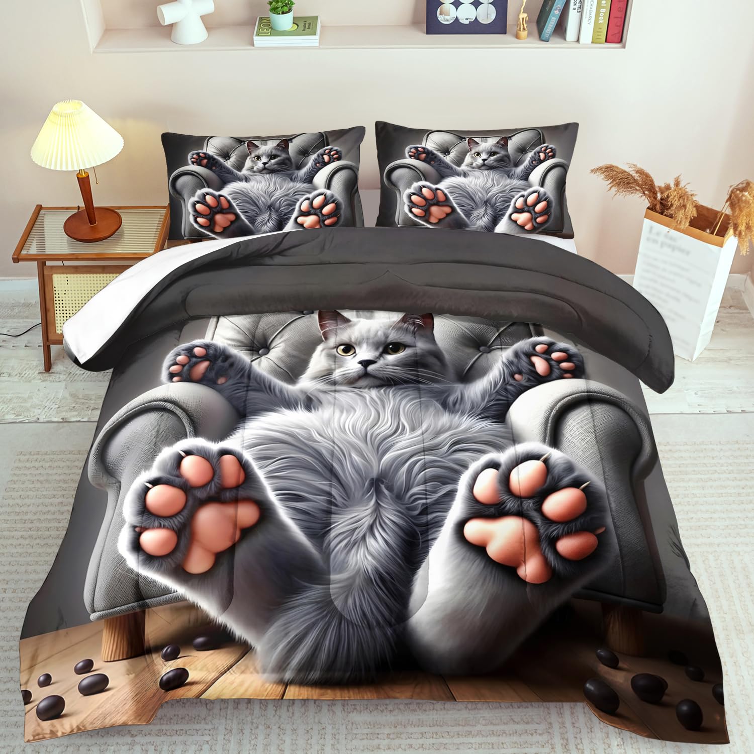 llyxsesty Kawaii Cat Comforter Set Full