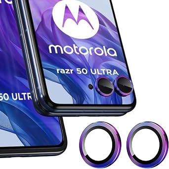 Zeking (2 Set for Motorola Razr 50 Ultra Camera Lens Protector, Scratch-Resistant HD Clarity Ultra-Thin 9H Tempered Glass with Aluminum Edging, Individual Metal Lens Cover(Color)
