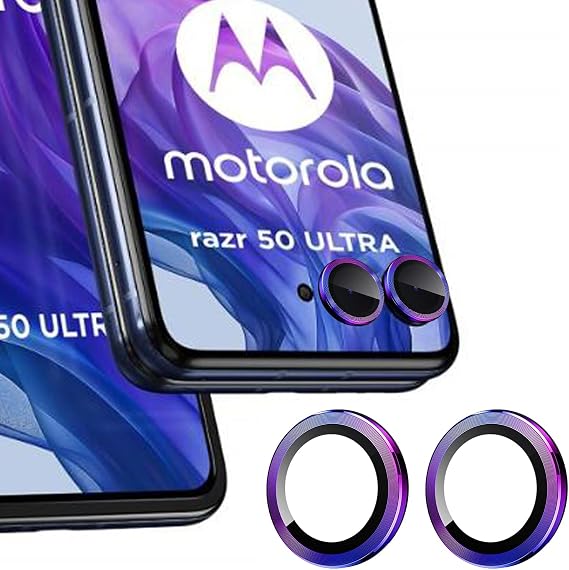 Zeking (2 Set for Motorola Razr 50 Ultra Camera Lens Protector, Scratch-Resistant HD Clarity Ultra-Thin 9H Tempered Glass with Aluminum Edging, Individual Metal Lens Cover(Color)