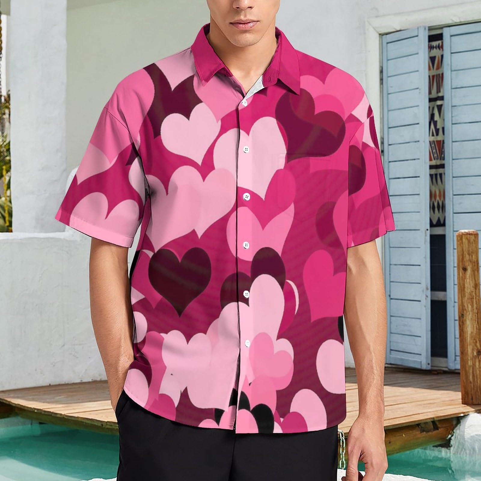 chahchah HEART BIG SHIRT ハートフルアロハシャツ メンズ - トップス 