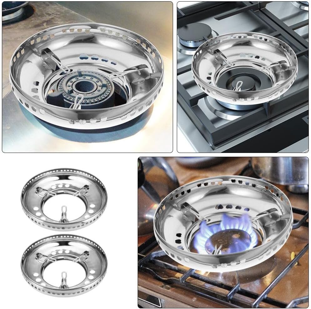 BESPORTBLE 2pcs Windproof Wok High-temperature Resistant Stainless Steel Stand for Gas Stove Easy to Install Stable Support Energy Saving Non- Design