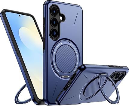 Rongep [Mag-Forge] Samsung Galaxy S25 FE için Kılıf 360° Dönebilen Standlı [MagSafe ile Uyumlu] S25 FE Koruyucu Güçlü Manyetikli PC+TPU Tasarım Darbelere Dayanıklı Samsung S25 FE Kılıfıf (Lacivert)