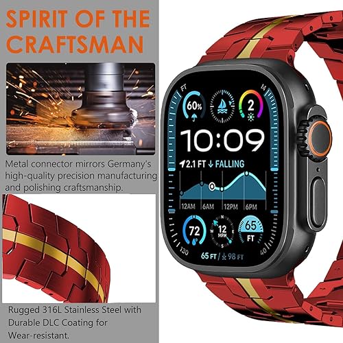Miniatura 10 de WINGLE Correa de titanio para Apple Watch Ultra 2 Band de 1.929 in 1.772 in 1.732 in 1.654 in Series 9 8 7 para hombres, Apple Watch Ultra correas