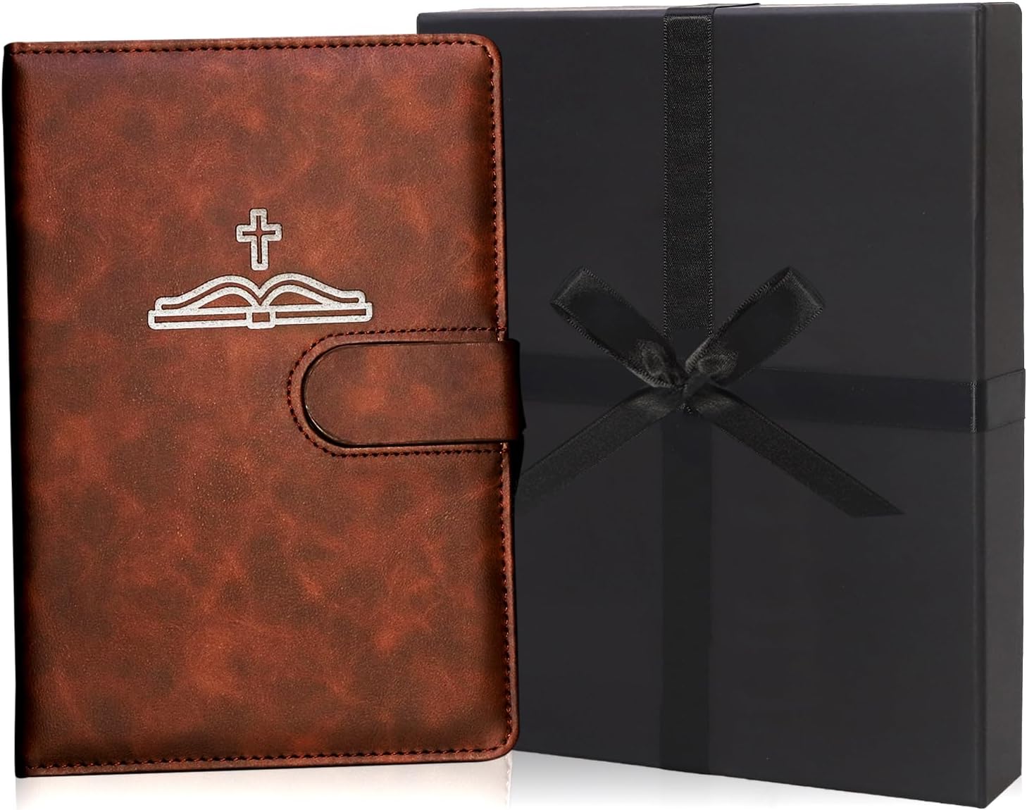 Leather Christian Bible Prayer Journal, Bible Study Supplies Devotional Notebook & Planner for Men, Religious Jesus Faith Gift for Graduation, Pastor, Church, Baptism, Cross