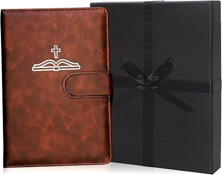 Leather Christian Bible Prayer Journal, Bible Study Supplies Devotional Notebook & Planner for Men, Religious Jesus Faith Gift for Graduation, Pastor, Church, Baptism, Cross