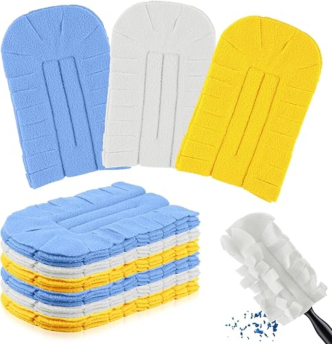 Miniatura 13 de Zubebe 12 piezas de repuesto de plumero de forro polar reutilizables, plumeros planos de plumas, almohadillas de limpieza lavables para múltiples