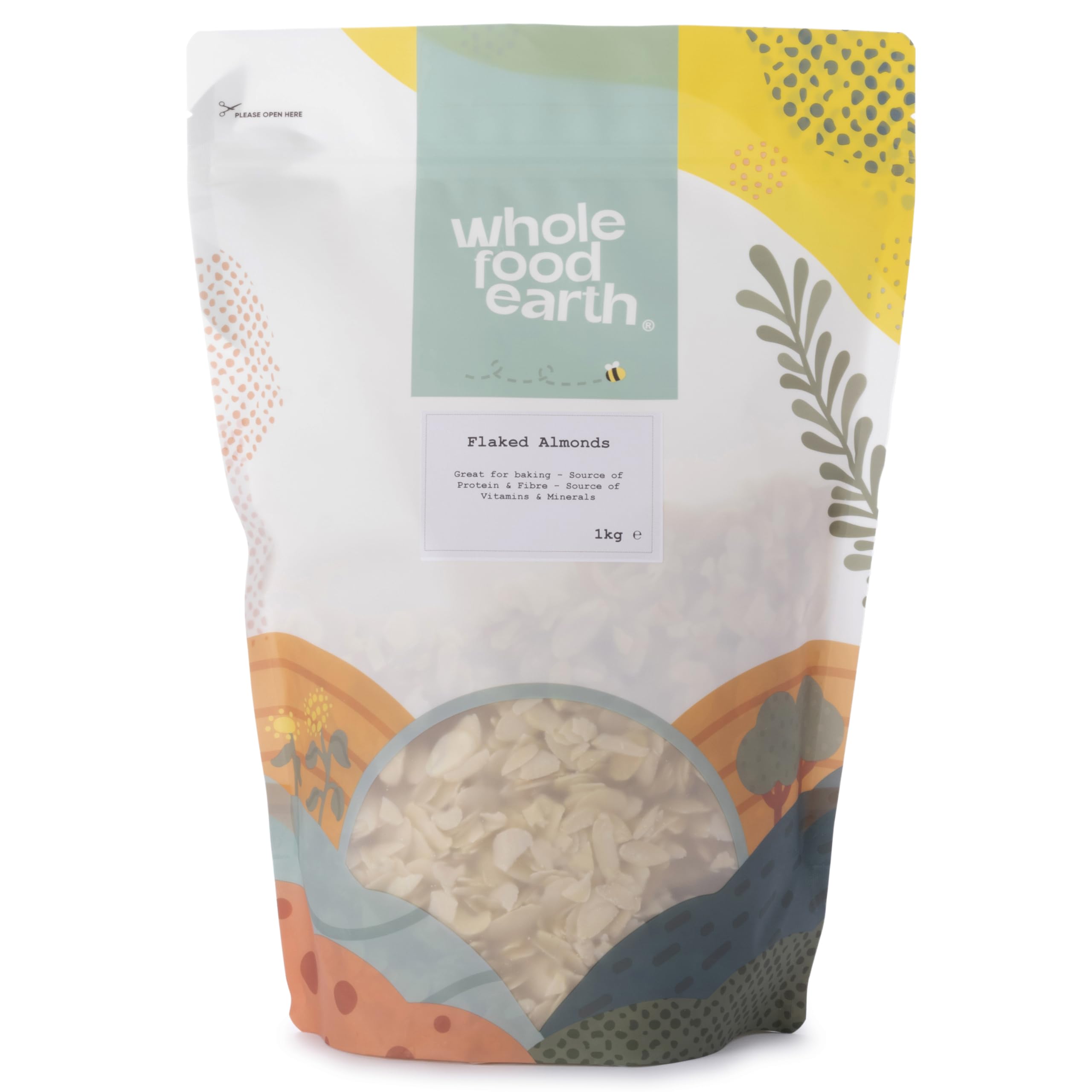 Wholefood Earth Flaked Almonds 1 kg | GMO Free | High Fibre | Source of Protein