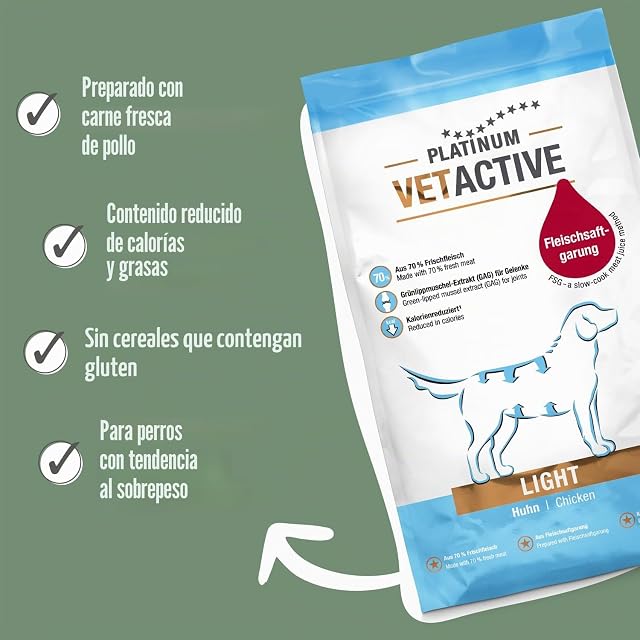 Foto 2 de 7 de PLATINUM - Alimento dietético para perros VETACTIVE Light de FSG - 5 kg