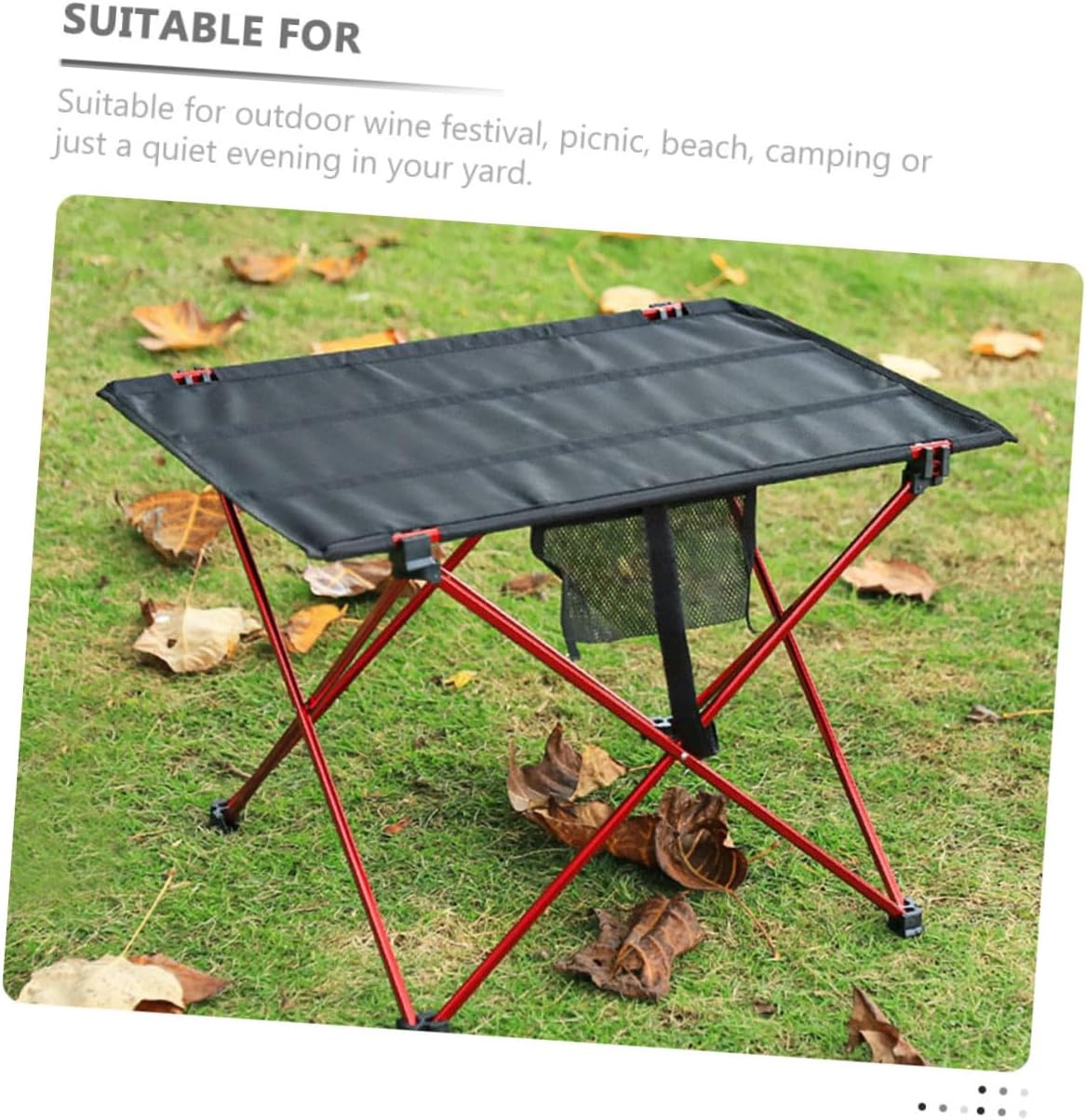 Portable Foldable Camping Table and Chair Set, Mid-Size Red Aluminum Alloy, Lightweight Picnic Furniture for Outdoor Hiking, Car Travel, and Camping Use
