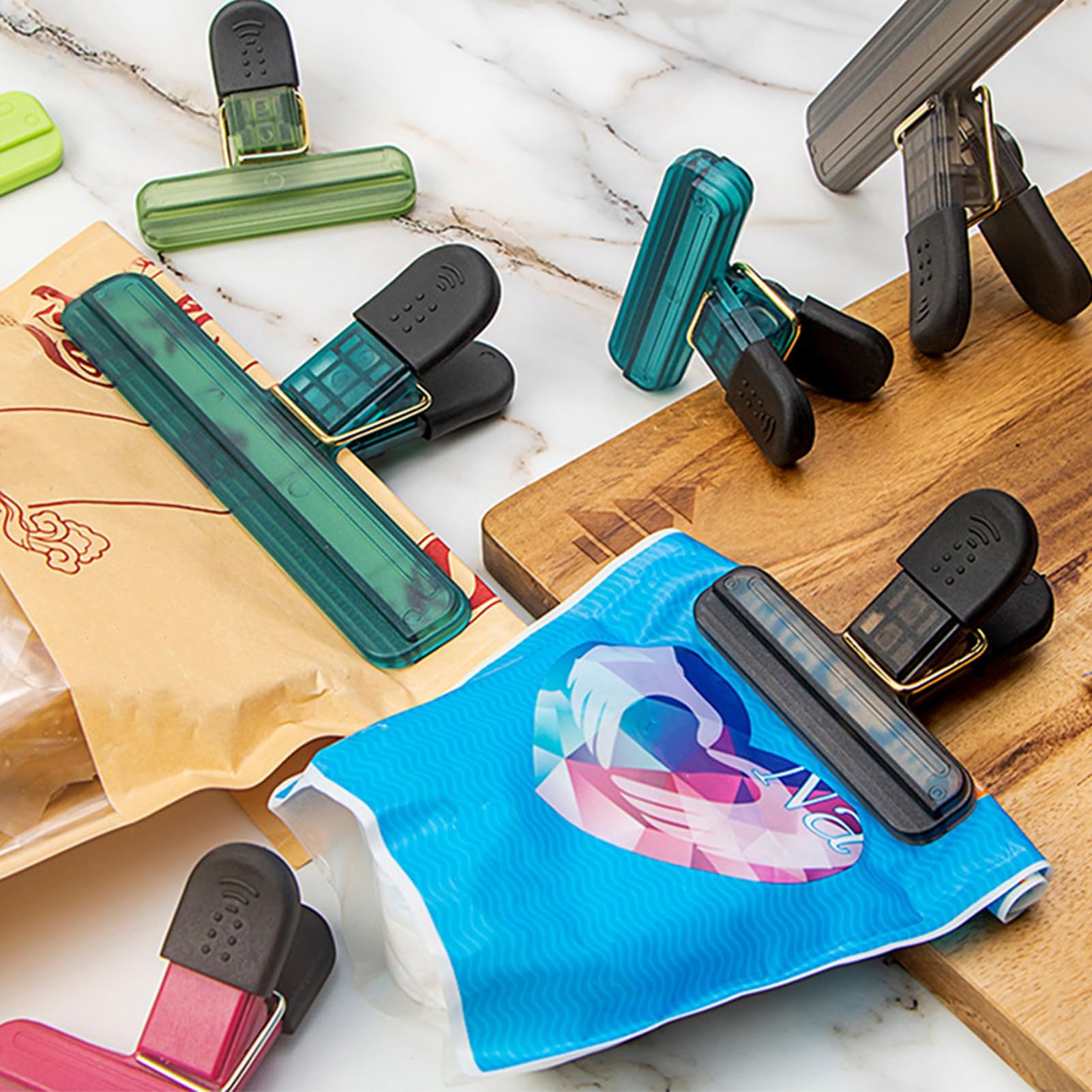 Clips De Sac Pour Le Stockage Des Aliments Avec Becs Verseurs, Bouchons