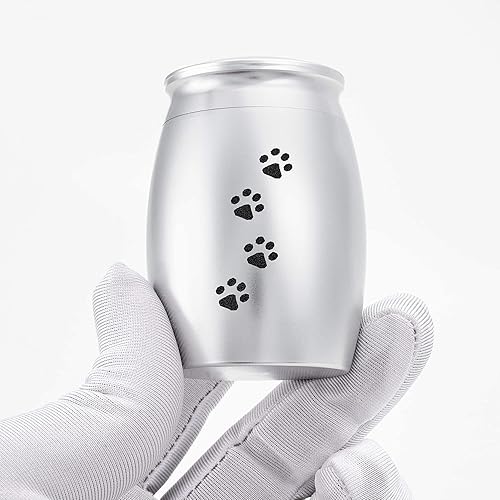 Miniatura 3 de LINES ARTE Urnas pequeñas para mascotas de 2.67 pulgadas para cenizas de perro, urna pequeña para cenizas de perros o gatos, mini recuerdo plateado