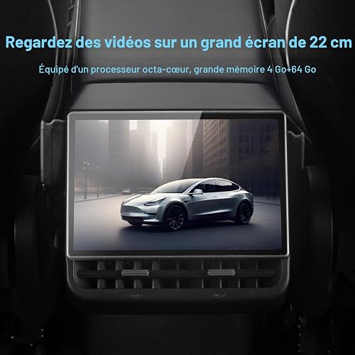 Osemall 8.66 Inch Rear Display Screen Compatible with Tesla Model 3 19-23&Y19-24, Android 13 Supports HD Movie Watching,4+64G,8-core, Supports seat Adjustment and Rear air Conditioning - 2