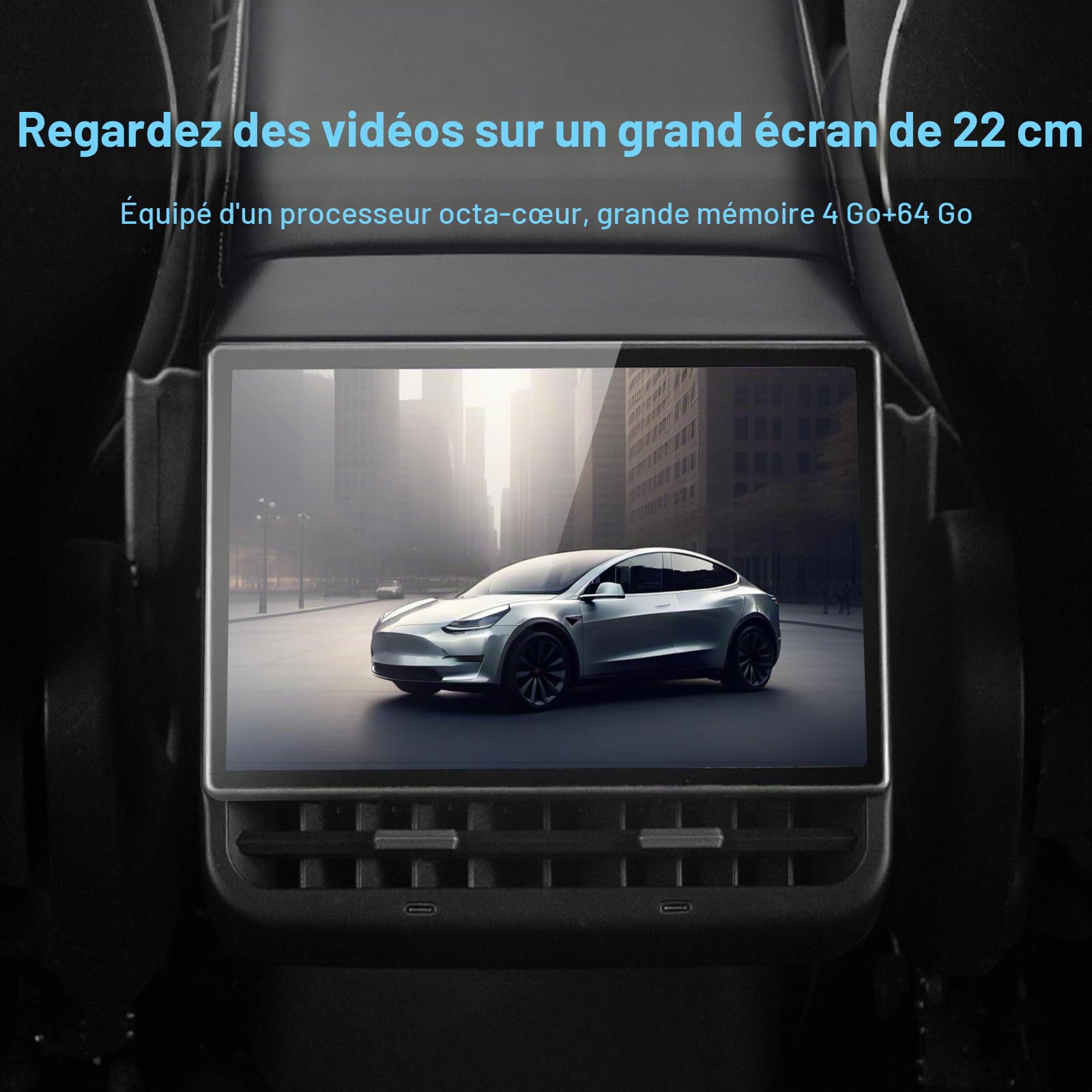 Écran d'affichage arrière de 21,6 cm compatible avec Tesla Model 3 19-23 et Y19-24, Android 13 prend en charge le visionnage de films HD, 4 + 64 G, 8 cœurs, prend en charge le réglage du siège
