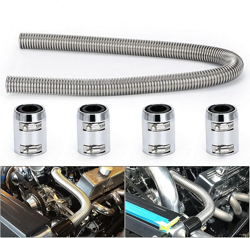Kit de Mangueira Flexível para Radiador WENJTP em Aço Inoxidável com Adaptadores – 1,22 m