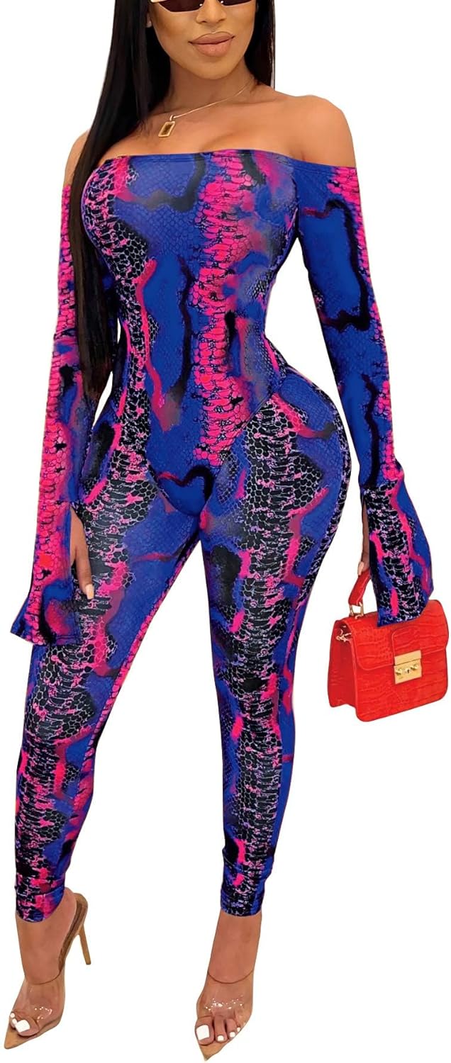 SxClub Clubwear Sexy Jumpsuit for Women Bodycon Long Sleeve See Through Long Skinny Pants for Evening Party