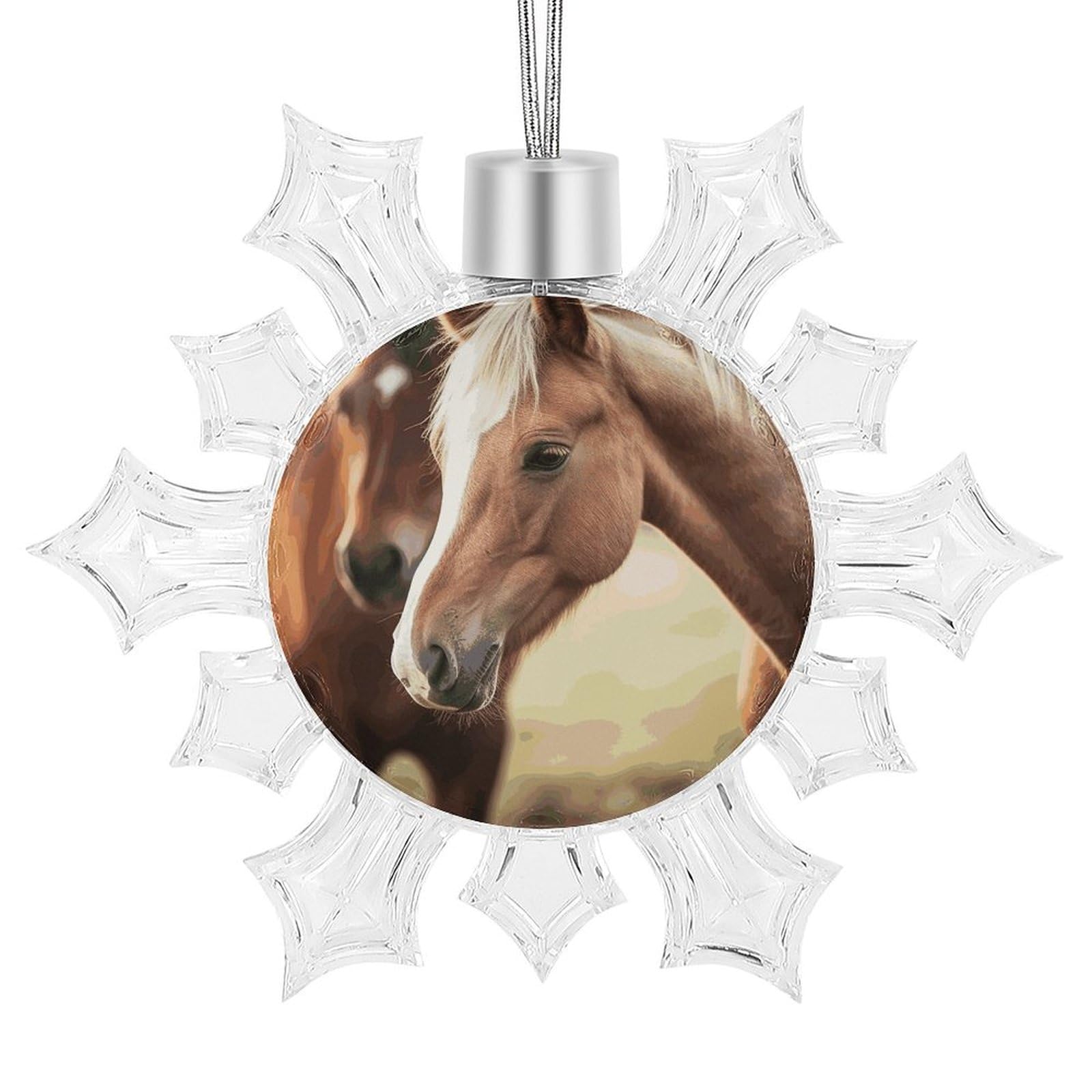 Flocon de neige décoratif cheval pour sapin de Noël et mariages
