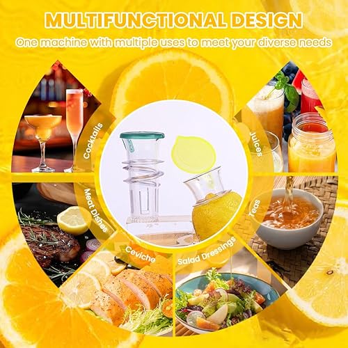 Miniatura 5 de AUAUY Exprimidor manual de limón, 2 exprimidores de plástico de lima con tapa, prensa de cítricos naranja portátil de mano, exprimidor de limón