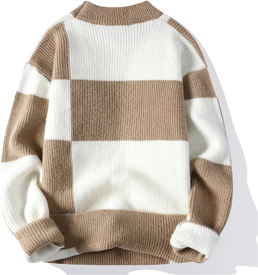 Men's Long Sleeve Sweater O-Neck Pullovers Loose Oversized Knitted Bottom Shirt Korean Top