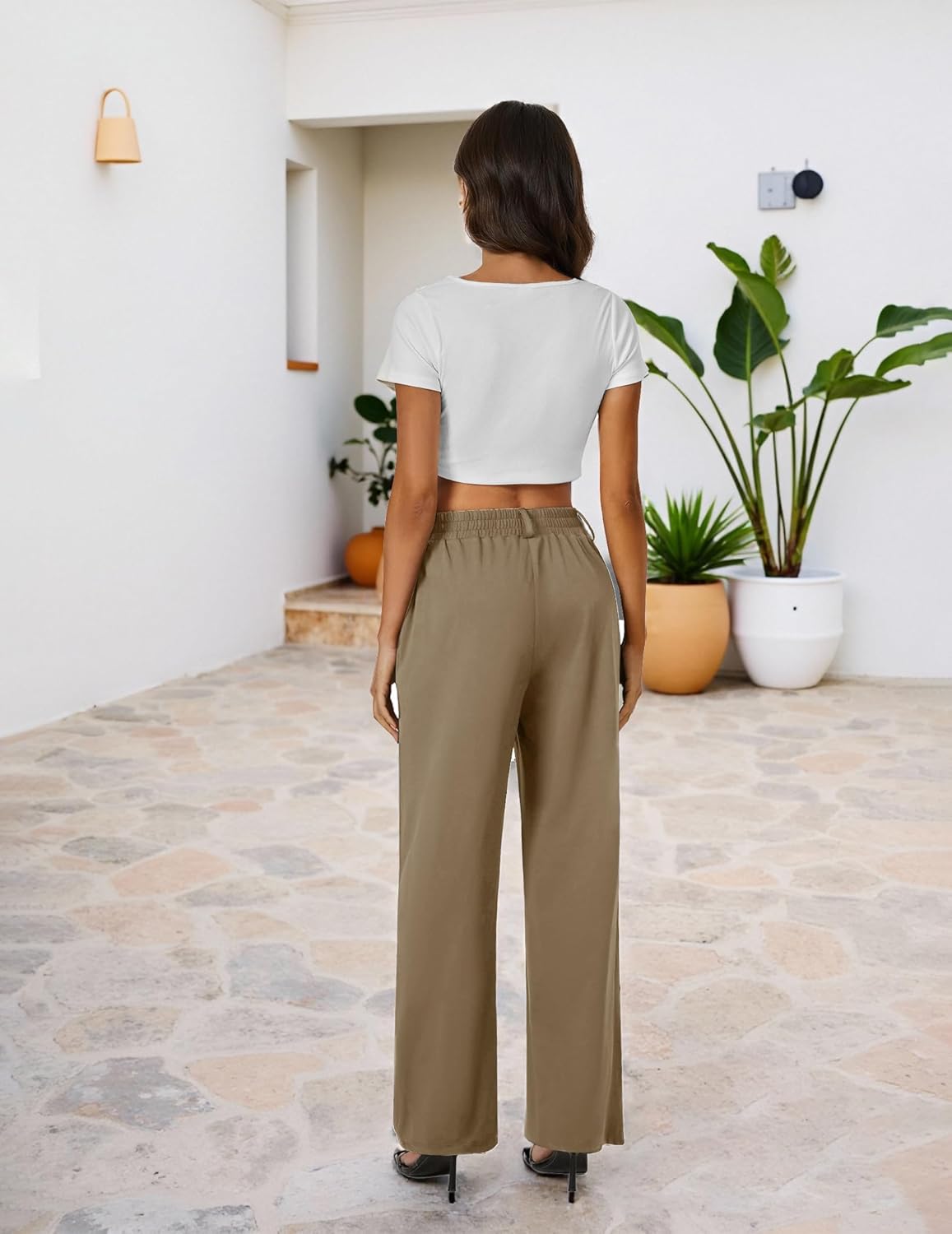 FireSwan Wide Leg Pants Woman Palazzo Casual Slacks High Waisted Trousers Loose Business Work Dress Office Pockets - Image 3