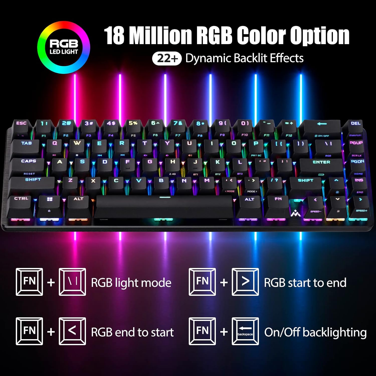 Wired Mechanical Keyboard,RGB Backlit Ultra-Compact 65% Layout 67Keys Gaming Keyboard,Hot Swappable Keyboard,Gateron Blue Switch
