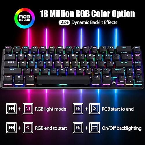 Miniatura 5 de TIETI Mini teclado B-2 teclado mecánico inalámbrico 24G Bluetooth cable para juegos teclado intercambiable en caliente con retroiluminación RGB