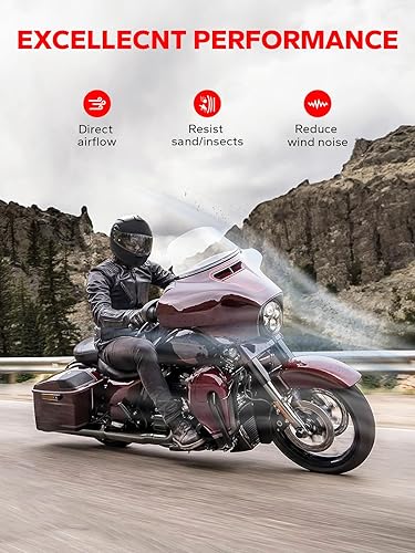 Miniatura 49 de Amazicha Parabrisas ondulado negro de 7 pulgadas compatible con Harley Davidson Touring Street Glide/Electra Glide/Ultra Limited/Tri Glide FLHT FLHX