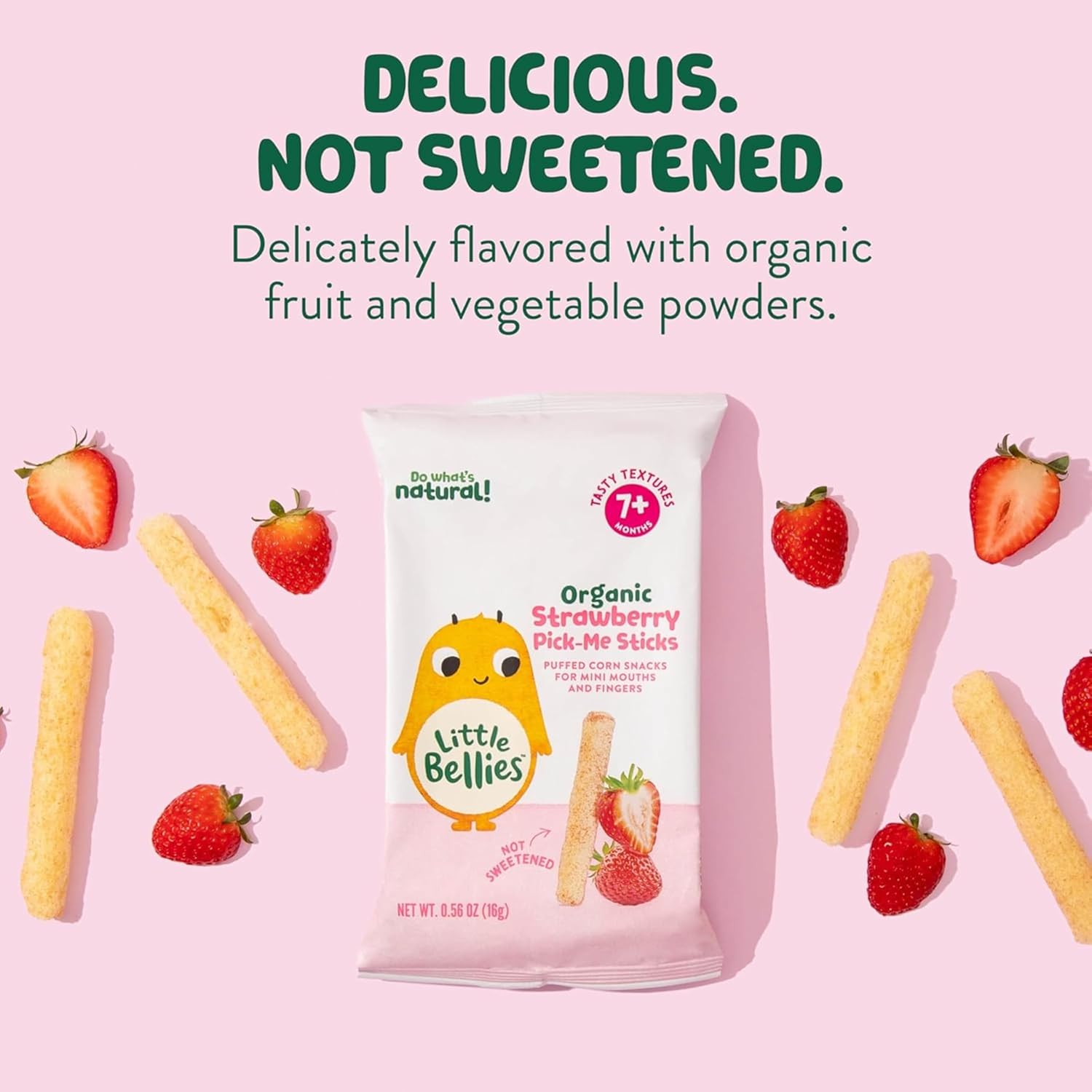 Little Bellies Organic Strawberry Pick-Me Sticks Baby Snack (Pack of 5 x 0.56 oz Individual Packs)