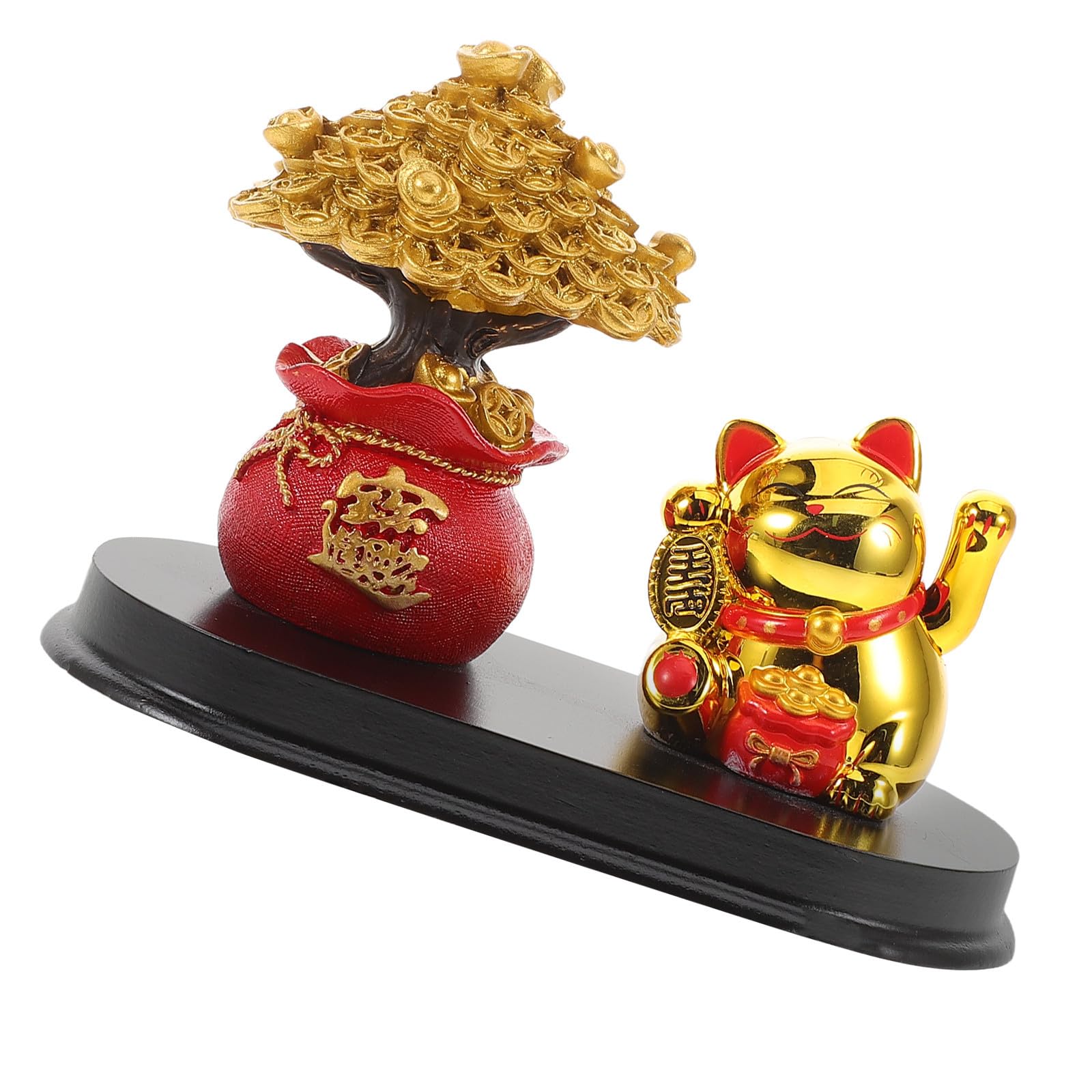 Cabilock 3 Piezas Adorno de Gato Dorado para Escritorio y Hogar, Figura